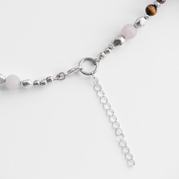 Pink Handmade Crescent Moon Gemstone Beaded Long Necklace - Picture 4 of 5